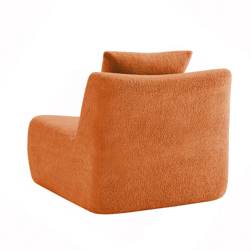 Canapé sans accoudoirs avec tissu Teddy, Orange moelleux, Orange