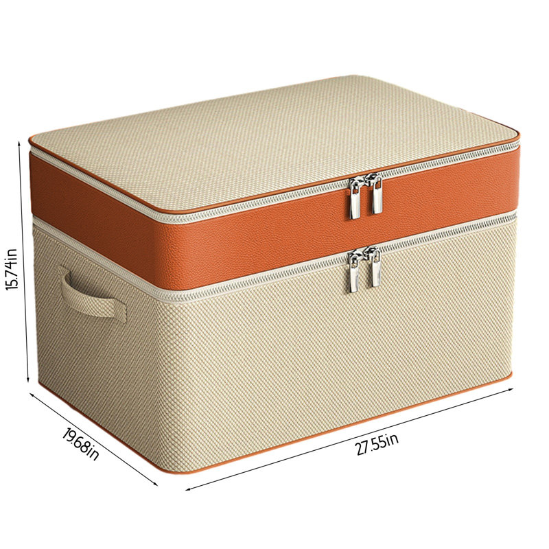 Double Layer Zipper Clothes Storage Bag Wardrobe Storage Box Portable Storage Bag Winter Quilt Storage Box, F