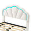 EU & UK Size Smart LED White Velvet Upholstered Bed Frame With Storage Drawers, Scalloped Petal Headboard & App Controlled RGB LED, 90/140X200cm & 120X190cm-983848356