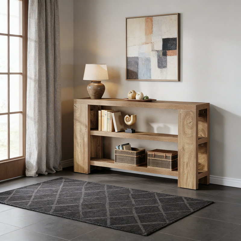 70.9" Farmhouse Wood 3-Tier Console Table, Entryway & Sofa Table