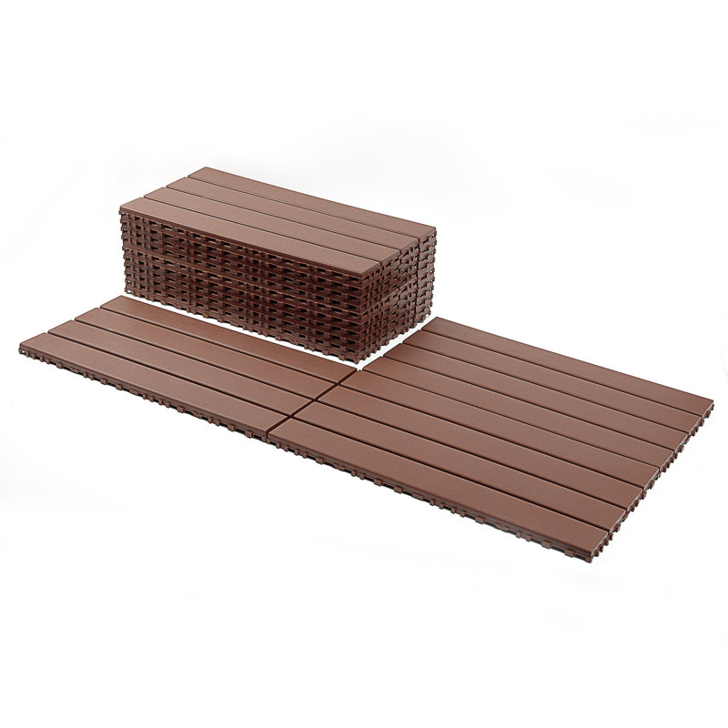 24 tuiles de terrasse d'extérieur gris foncé, Brun