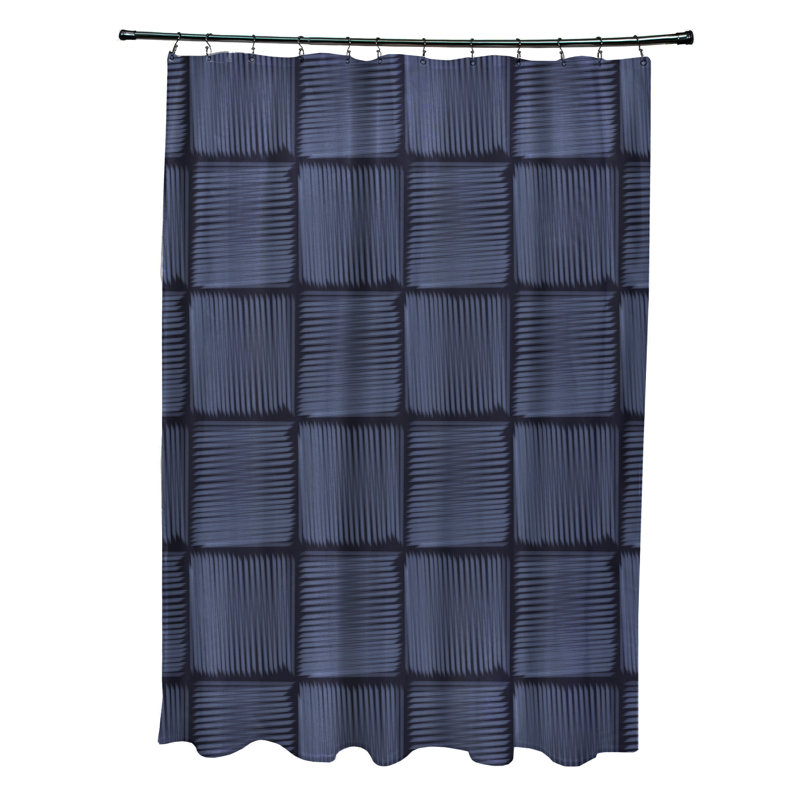 Urijah Geometric Print Single Shower Curtain, Navy Blue