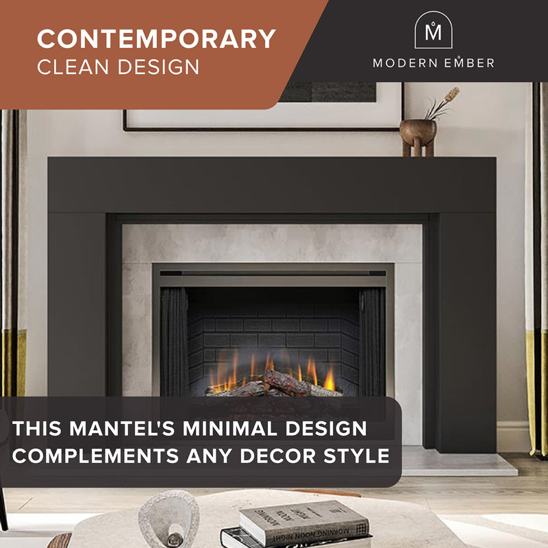 Sabine Contemporary Wood Fireplace Mantel Surround Kit Includes Wooden Mantel Surround And Shelf, 72" L, Unfinished