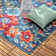 TOWN & COUNTRY EVERYDAY Hibiscus Bloom Modern Floral Outdoor Rug Red/Blue/Beige