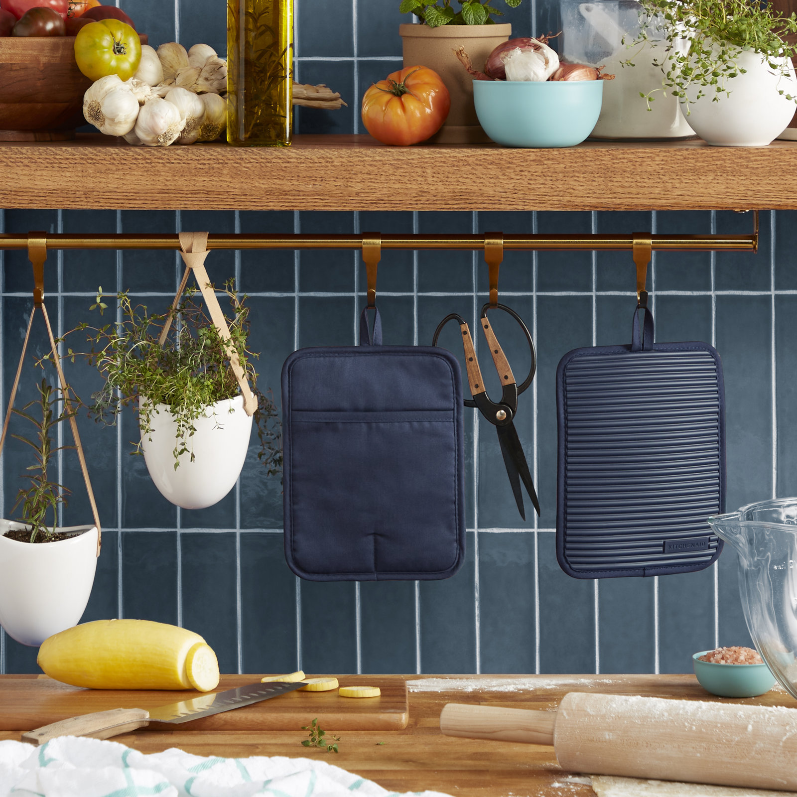 KitchenAid Ribbed Soft Silicone Potholder, Navy