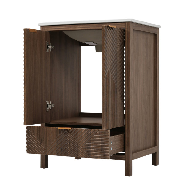 Meuble-lavabo 24 po avec lavabo, Brun