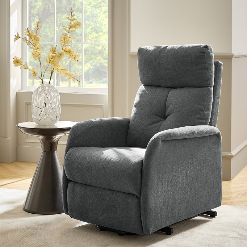 Fauteuil inclinable électrique avec dossier capitonné Armenuhi, Polyester gris