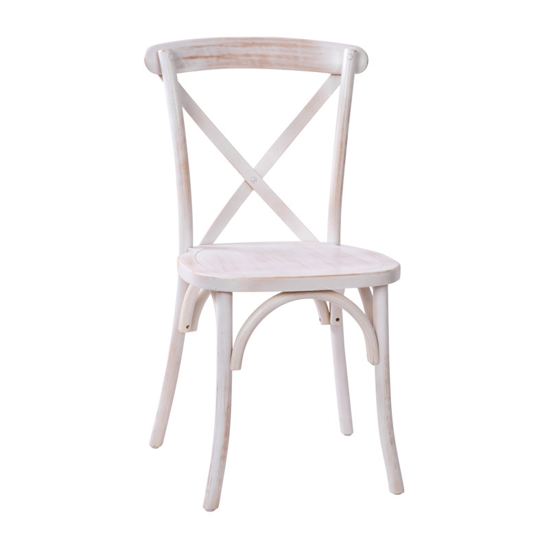 Arquit Stackable Cross-Back Wooden Bistro Chair, Lime Wash, 1