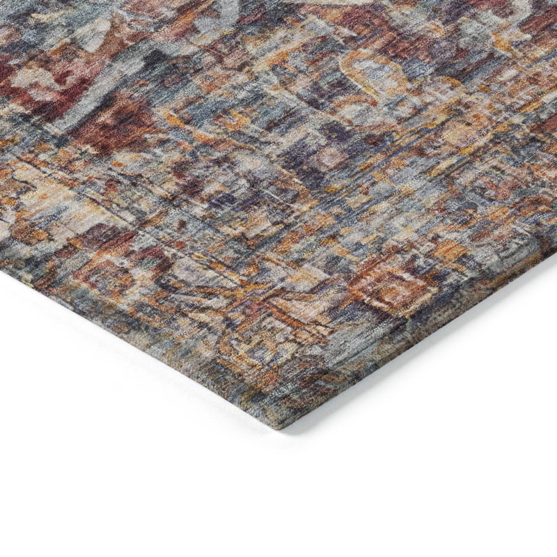 Tapis cuivre intérieur / extérieur lavable à la machine Xhevrie, Rond 8 pi