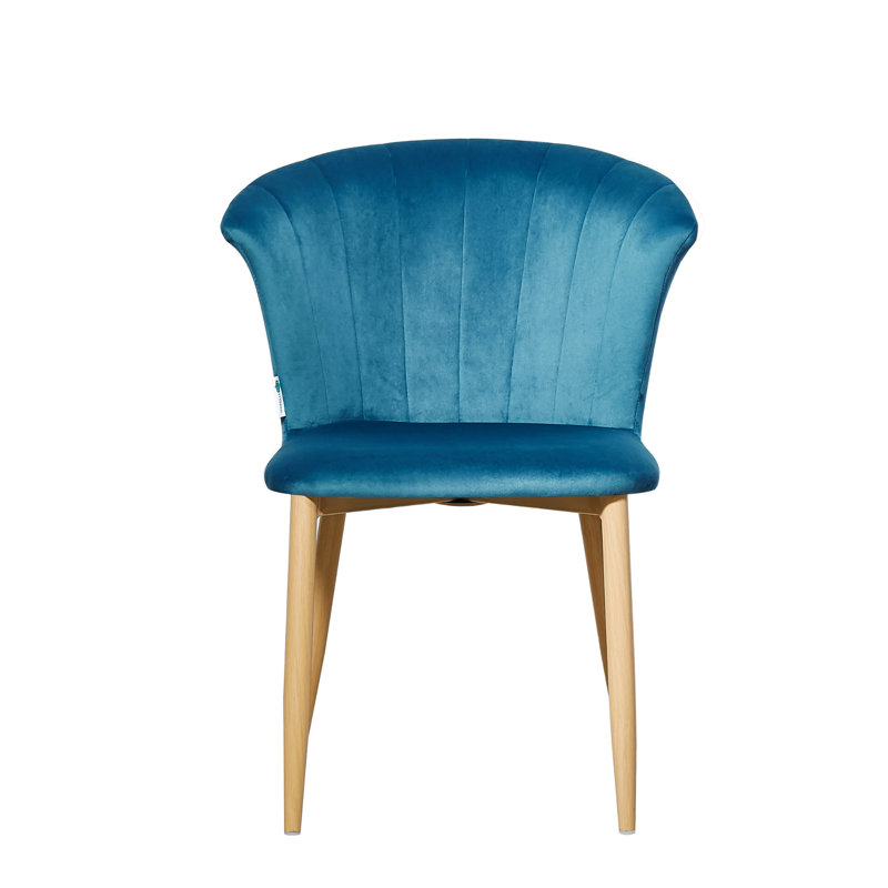 Siyana Modern Velvet Dining Chair - Ergonomic Curved Back with Solid Wooden Legs - Side Chair for Dining Room Living Room Restaurants - Single