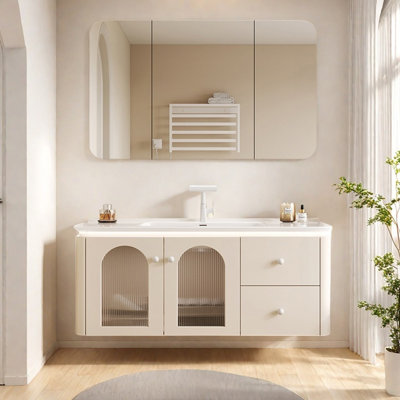 Armoire de salle de bain crème simple