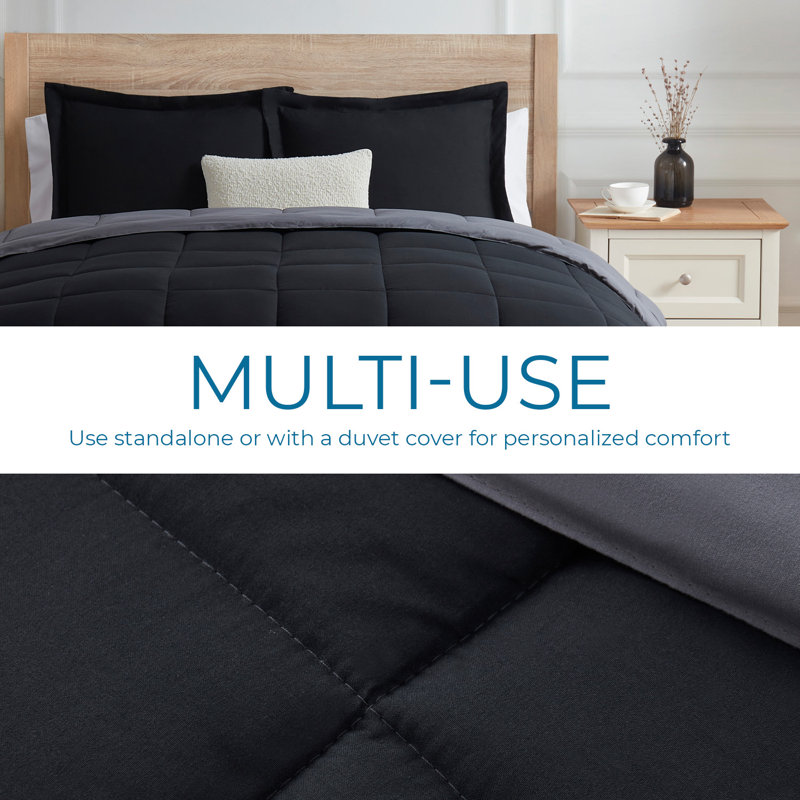 Twin Black and Gray Reversible Microfiber Duvet