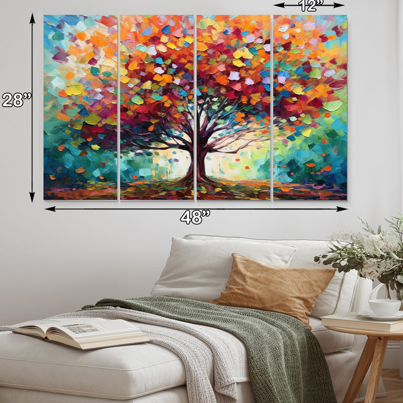 Emrich " Coral Oak Tree At The Farm I " 4 - Pieces