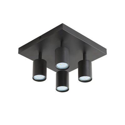 Modern black 4 -light ceiling spotlight: 330 ° swiveling GU10 wall spotlight - without bulbs
