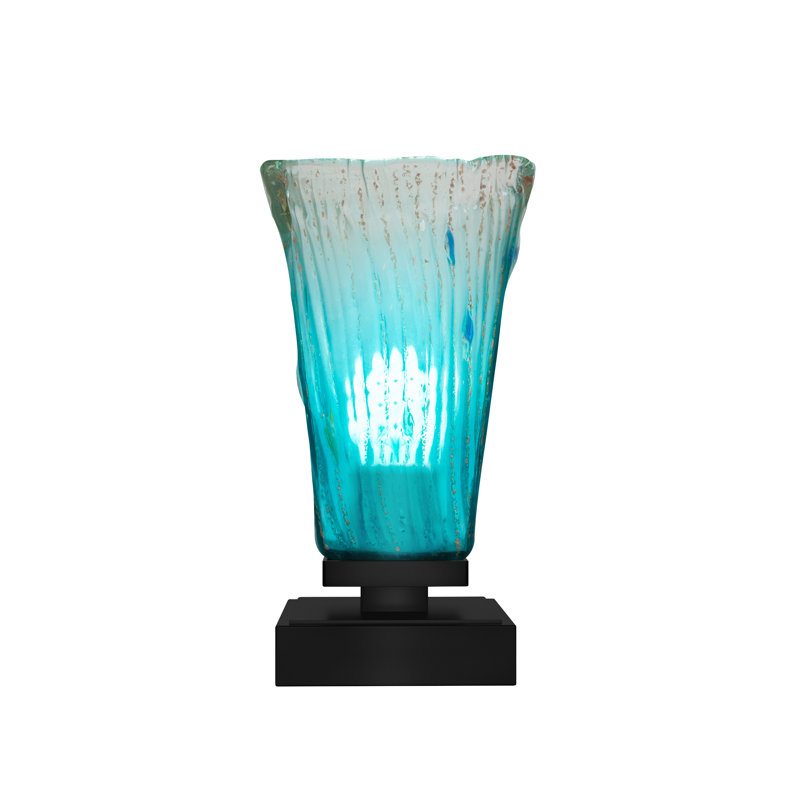 Lampe d'appoint avec verre 5 po Lannah, Noir mat, Bleu