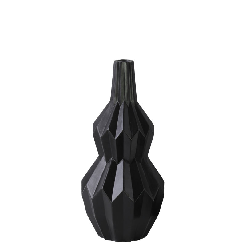 Vase de table en céramique Gullion, Noir, H 14,25 po x l 6,5 po x P 6,5 po
