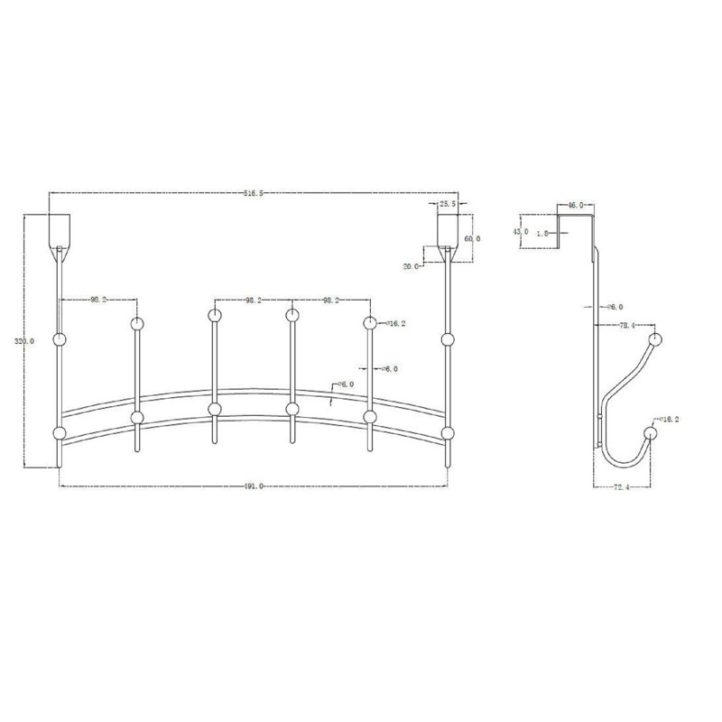 Portemanteau mural, Nickel mat