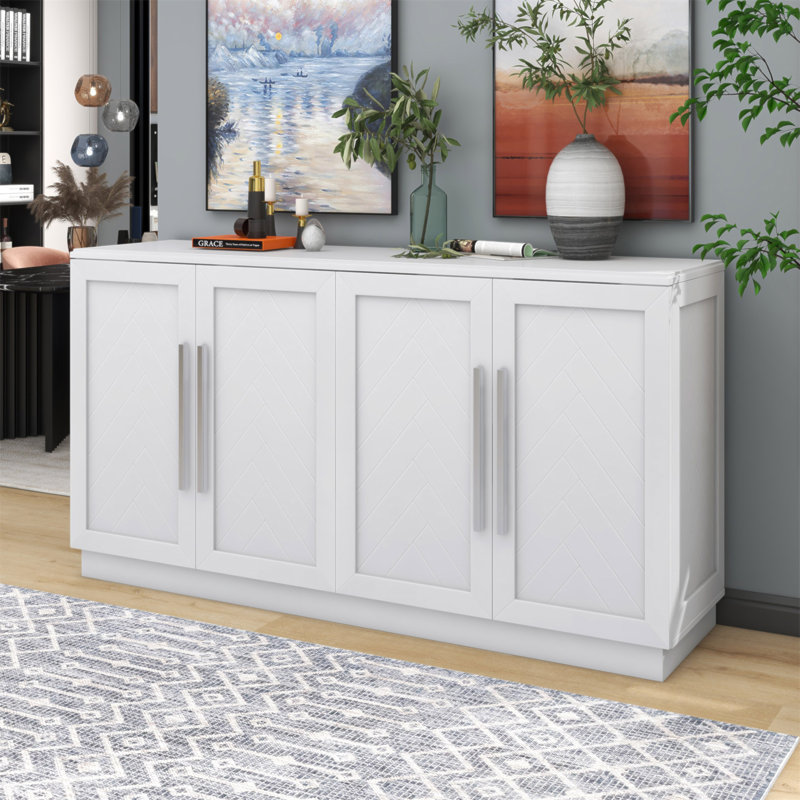 Buffet avec rangement et armoire à buffet avec poignées argentées Trexm