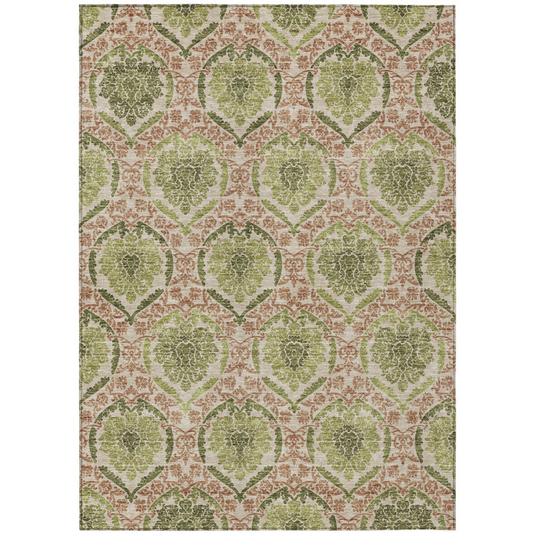 Cederick Washable Damask Indoor / Outdoor Rug