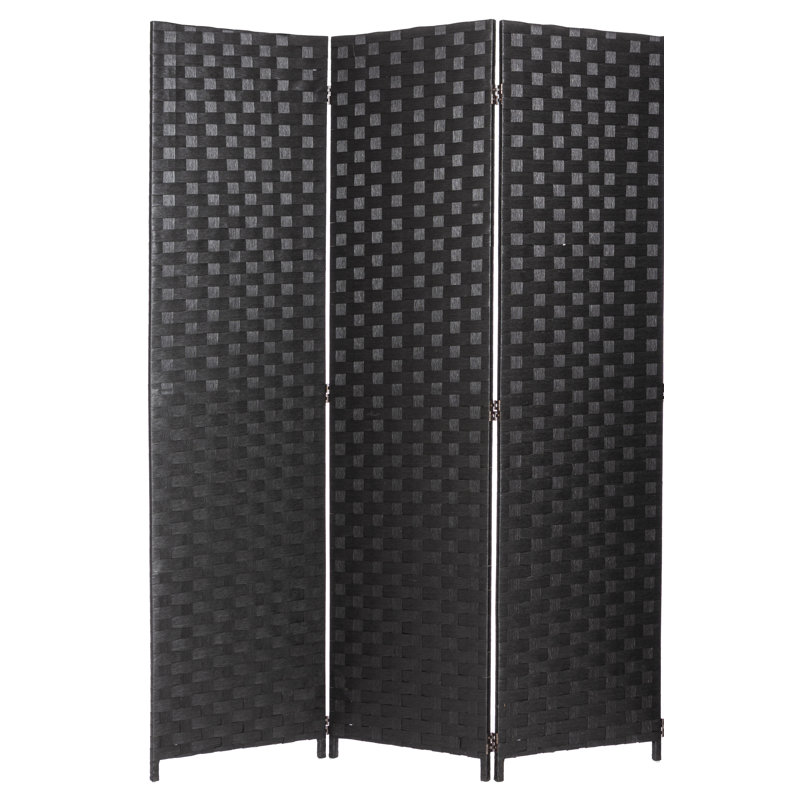 Cloison pliante en bambou / rotin 68,5 po Cecilia, 3, Noir