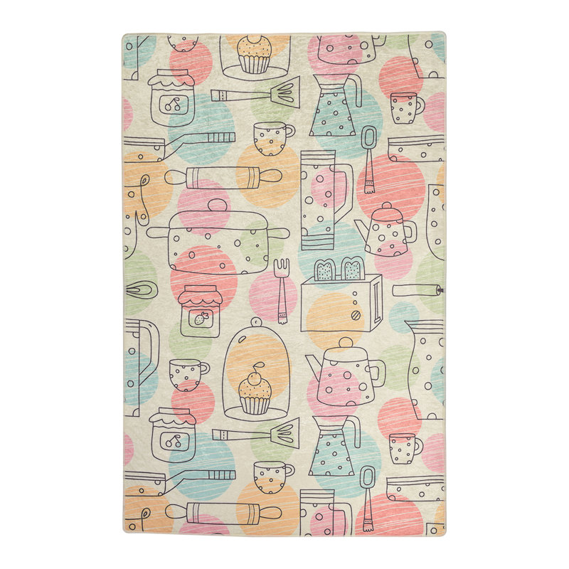 Polka Dots Shag Area Rug, Rectangle 79 x 150cm