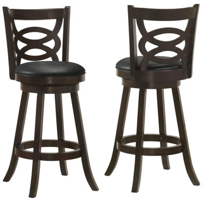 2 tabourets de bar pivotants Cappuccino - finition bois, siège rembourré noir, crée une atmosphère de salle à manger relaxante 2 tons, coussin de siège, élégant et élégant