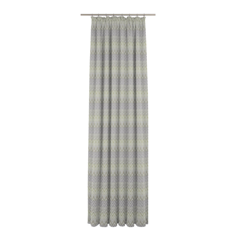 Kurtus Room Darkening Curtain Single Panel, 132 W x 225 D cm, Light Green/Grey