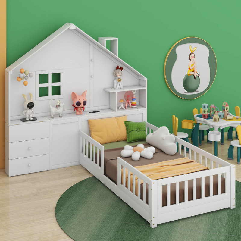 Latief Kids Daybed with Drawers, White