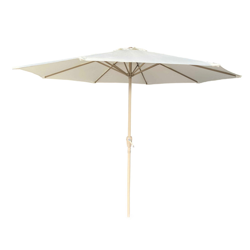 Parasol de patio extérieur - Structure en acier, beige de protection pour les aménagements de plage -, tables d'appoint au bord de la piscine