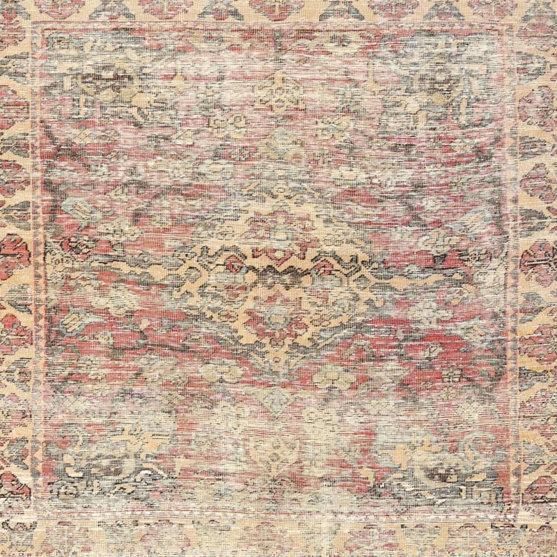 Tapis beige/rouge traditionnel, Rond 5 pi