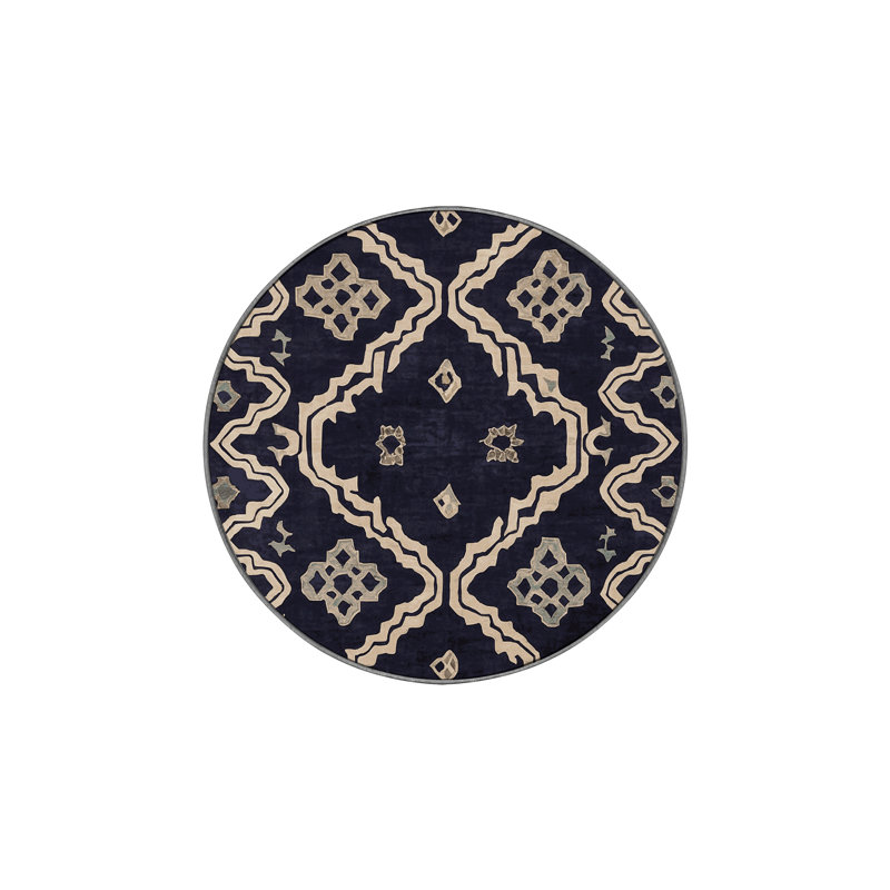 Machine Washable Purple Area Rug, Round 5'