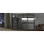 Lit mezzanine double gris avec garde-robe, étagères, rangement à ampoules DEL, garde-robe en tissu