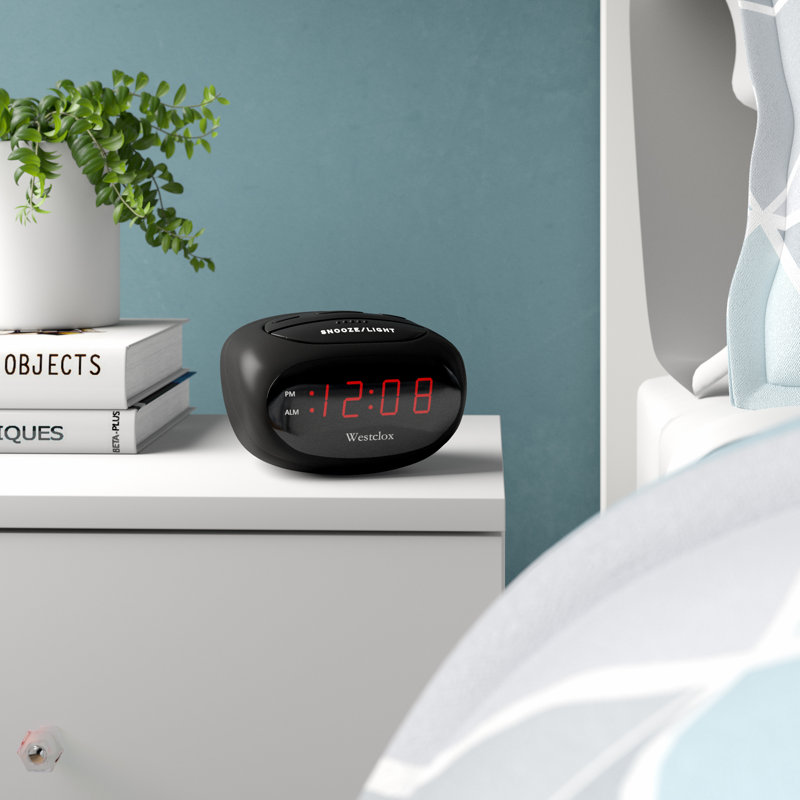 Modern & Contemporary Digital Tabletop Clock with Alarm, Black