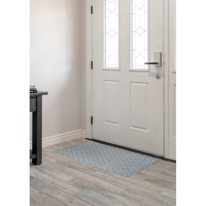 Ikat Grunge Indoor Doormat, Blue, 48" W x 72" L
