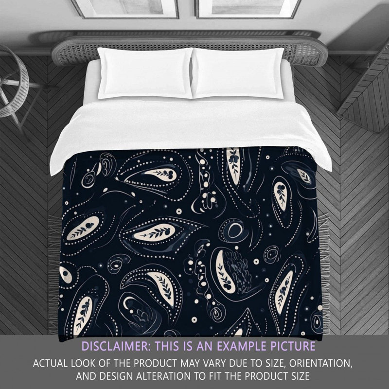 Paisley Black/Navy Microfiber Comforter, Twin Extra Long Comforter