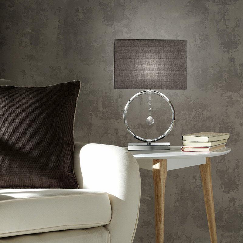 Wynne Metal Table Lamp, Chrome/Grey