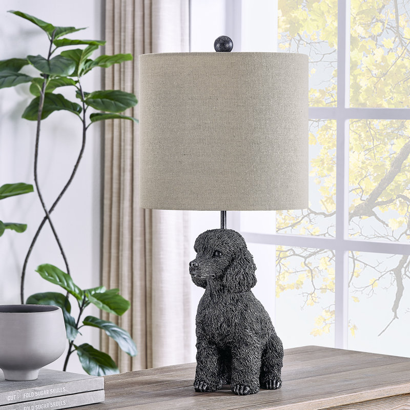 Lampe de table 23,75 "bronze avec abat-jour, Tanné, Noir