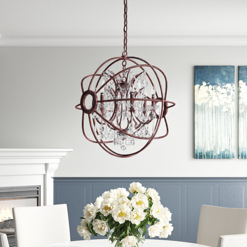 Svante 6 - Light Globe Chandelier, Crystal (Clear), Polished Nickel