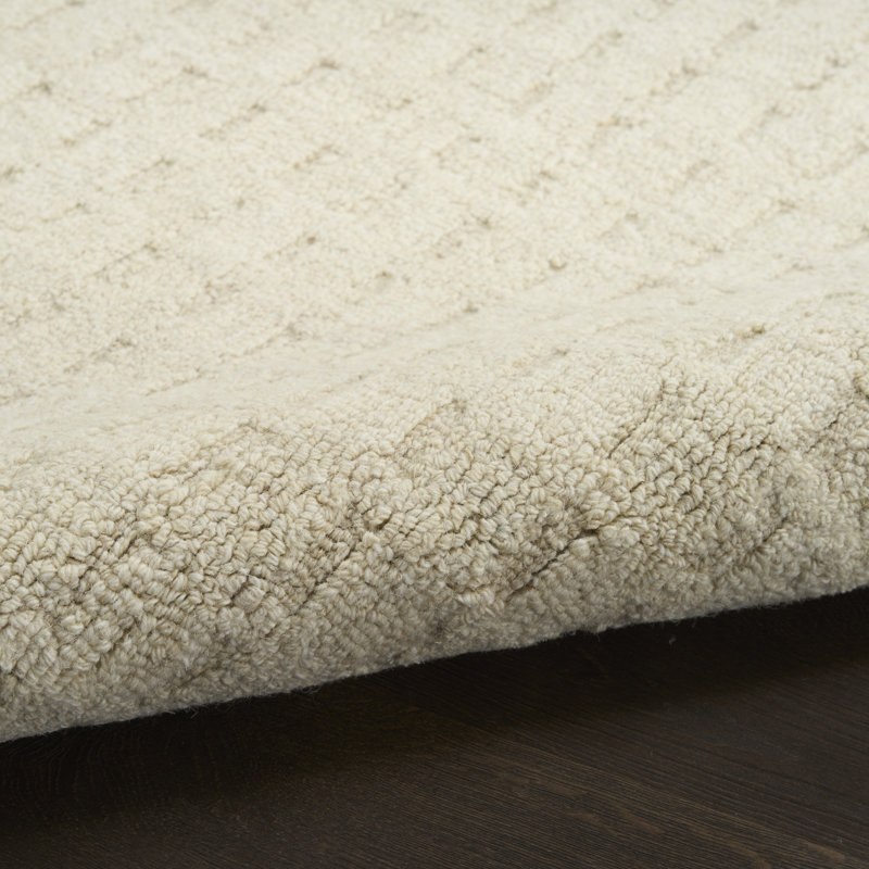 DKNY Pure Grids 2'3" x 7'6" Ivory Beige Contemporary Indoor Rug, Rectangle 8'6" x 11'6"