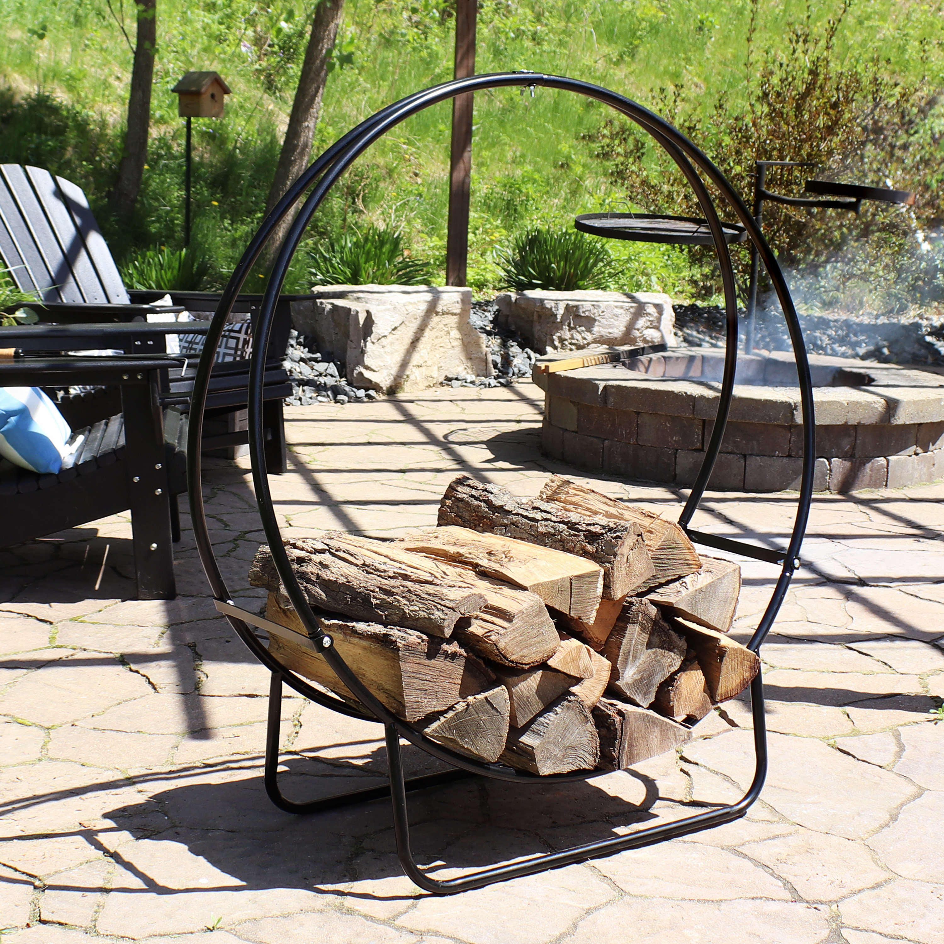 Fire log best sale holder outdoor