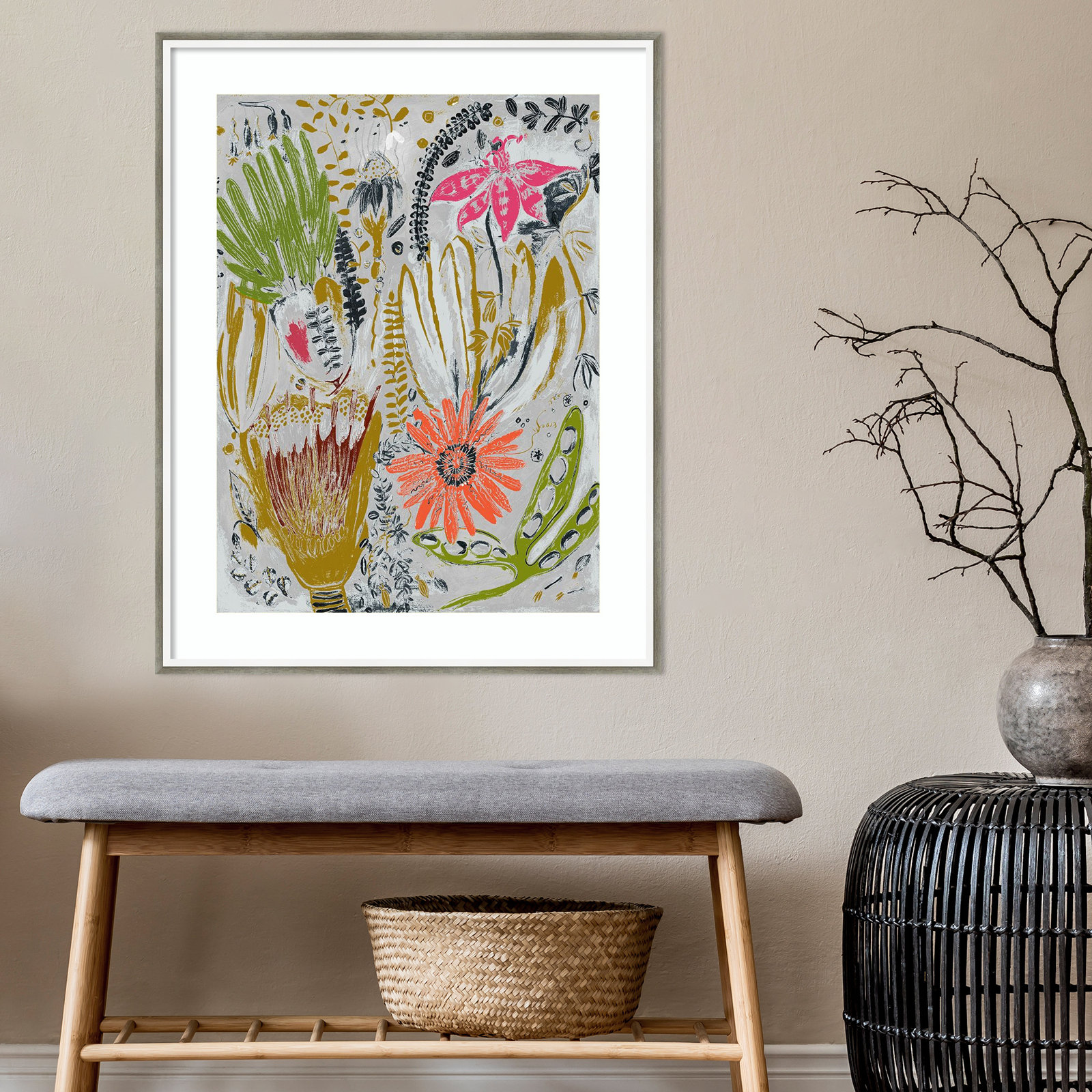 Tropical Blooms by Maya Woods, Gray, 26" W x 33" H