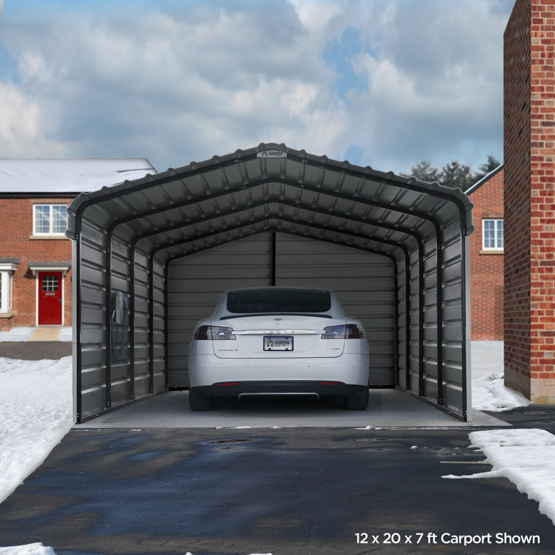 Steel Carport With 3 Wall Kits, 12X29X09, Gray