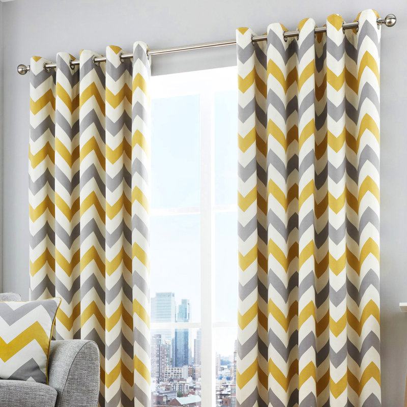 Cotton Sheer Curtain Pair, Width 117 x Drop 183 cm, Ochre
