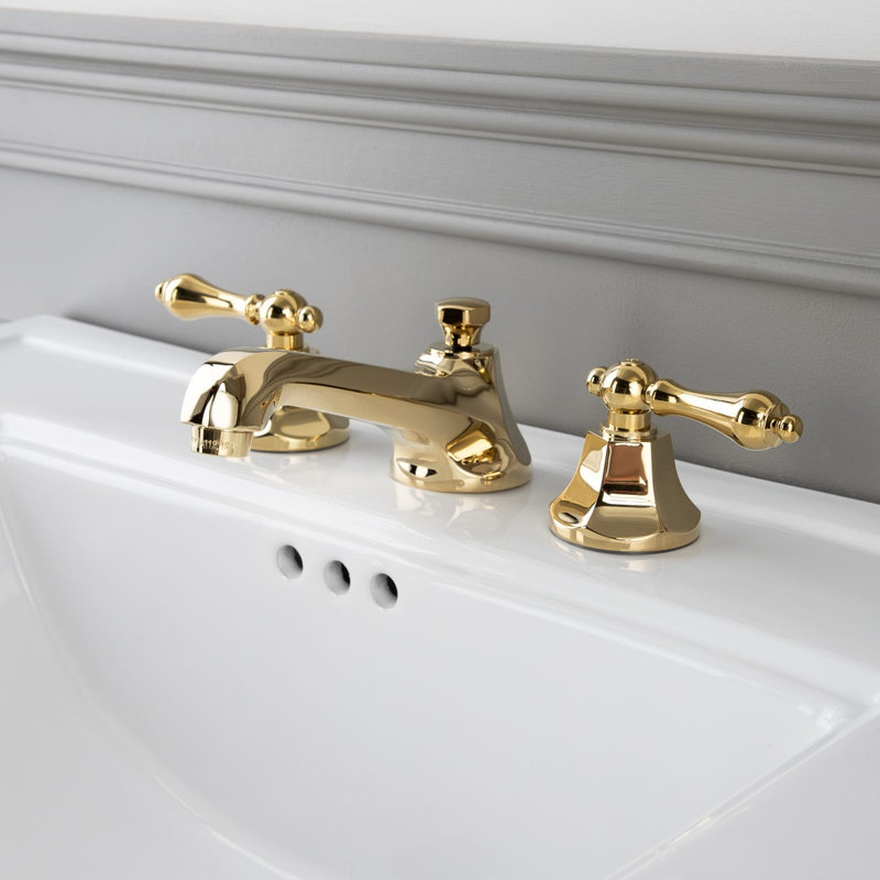Robinet de salle de bain à large entraxe, Laiton poli