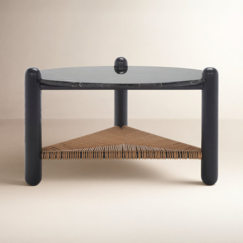 Trish Coffee Table, Black, Marble Black /Gray