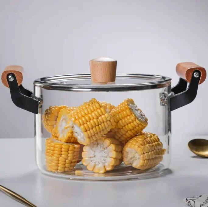STP-Goods Clear Tempered Glass Soup Pot, 3.7 quarts