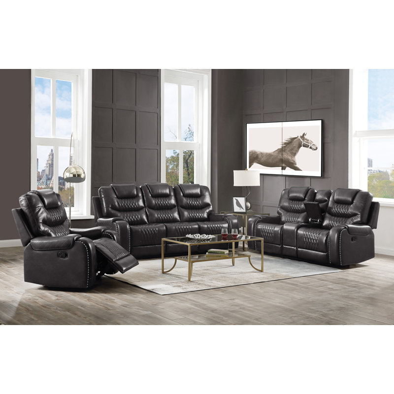 Horing Faux Leather Recliner, Magnetite, Manual