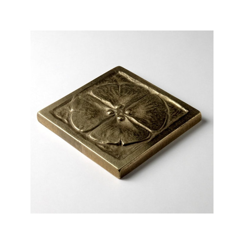 3" x 3" Metal Moon Blossom Decorative Tile Insert, Traditional Bronze
