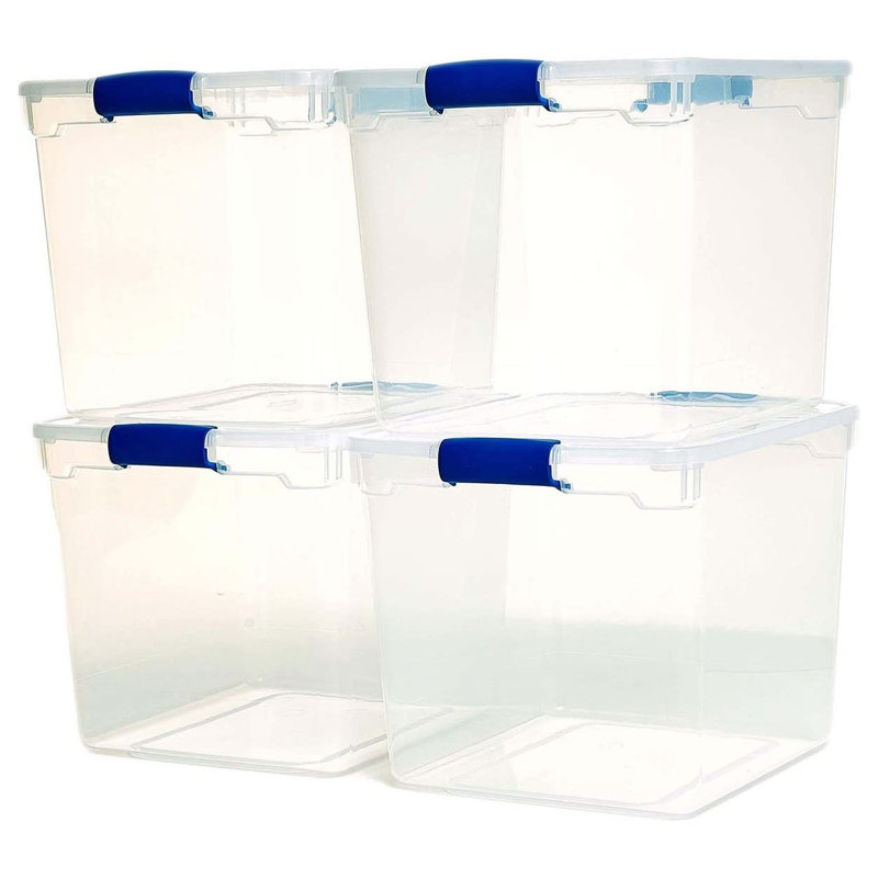 Homz Storage Organizing Container Bin with Latching Lids, 31 qt., 12, Blue/Clear