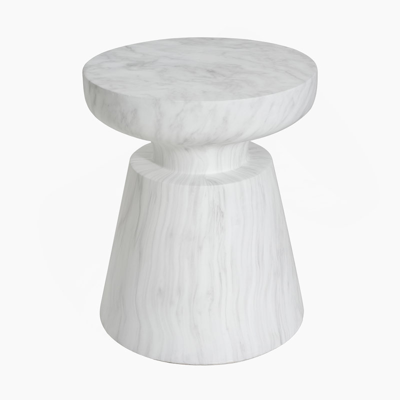 Outdoor Ponti Travertine Side Table, White